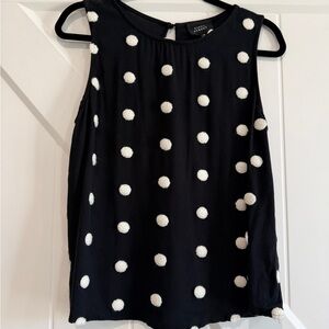 Fifty Street Black Sleeveless Top with White Polka Dots